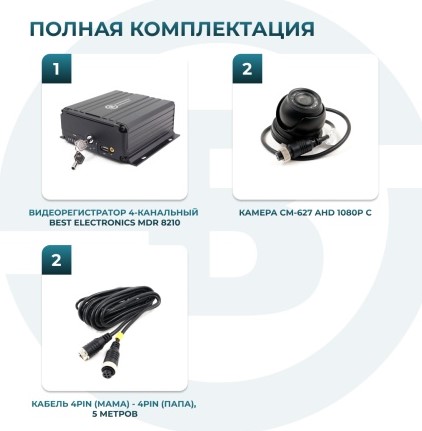 Комплект видеонаблюдения для перевозки опасных грузов Best Electronics 8210 (HDD) на 2 камеры